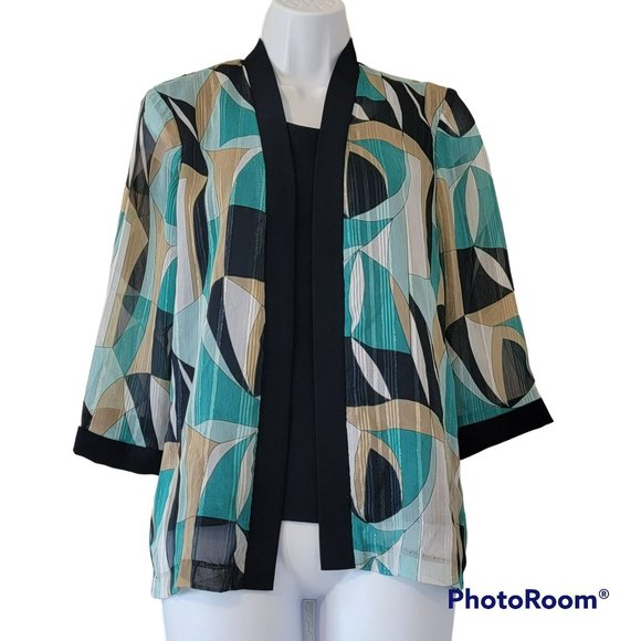 R&M Richards Tops - R & M Richards Women's 6P Navy Shell and Multi Color Jacket 1PC